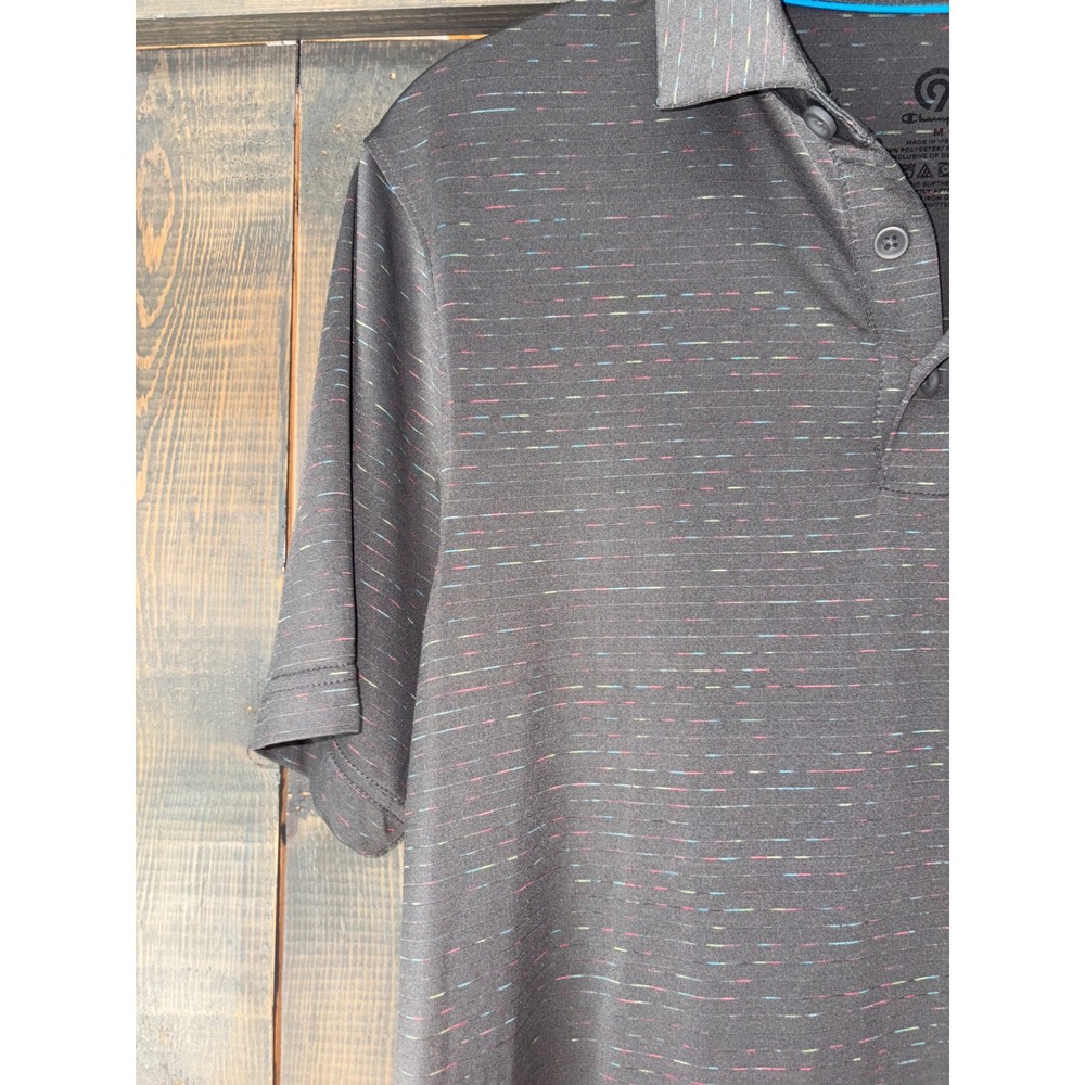 Champion Golf Polo Shirt Moisture Wicking Athletic Gray Striped Men's M - Picture 3 of 6